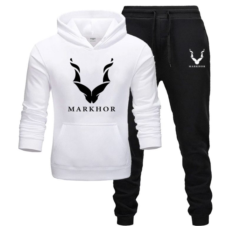 Black and White Markhor Printed Tracksuit - Deal20one