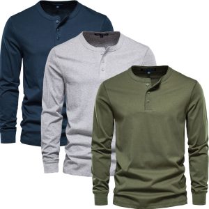 Pack of 3 Henry Collar Shirts