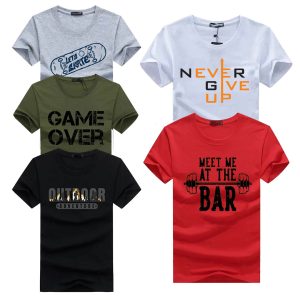 Pack of 5 LONHG Round Neck Printed T-Shirts For Mens