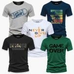 Pack of 5 LONHG Round Neck Printed T-Shirts For Mens