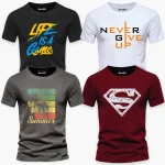 Pack of 4 Muscle Guy Summer Game Printed T-Shirts For Mens