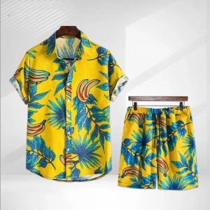 Yellow Banana Sandy Beach Summer Short Suit for Men