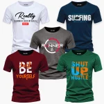 Pack of 5 Dude Life Big Dream Printed T-Shirts For Mens