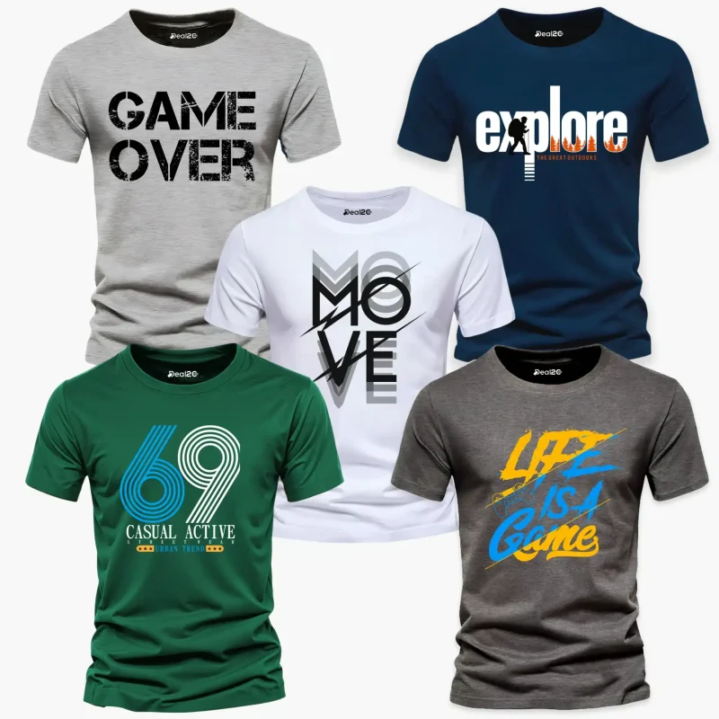 Pack of 5 Move Do It Now Printed T-Shirts For Mens