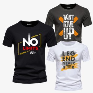 Pack of 3 Legends Dont Giveup Printed T-Shirts