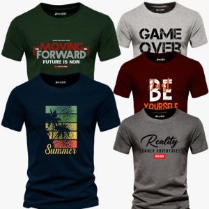 Pack of 5 Moving Game Keep Summer Yourself Printed T-Shirts