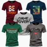 Pack of 5 Moving Game Keep Summer Yourself Printed T-Shirts