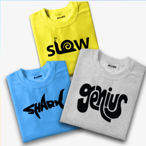 Pack of 3 Slow Genius Shark Kids Printed T-Shirts