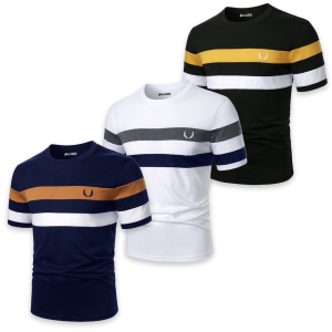 Bundle of 4 Classic Color Block Short Sleeve T-Shirts For Men