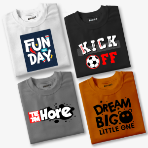 Pack of 4 Fun Kick Team Dream Kids Printed T-Shirts