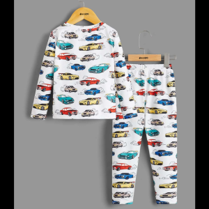 Racing Car Printed Summer Trouser Suit For Kids