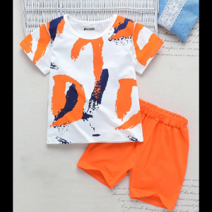 Stylish Printed Paint Pattern Summer Short Suit For Kids