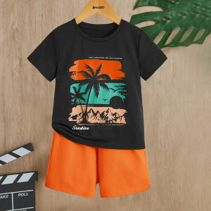 Sunshine on the Earth Printed Summer Short Suit For Kids