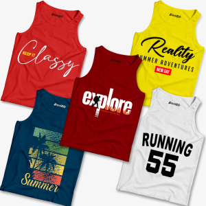 Pack of 5 Reality Gamers Sports Ride Kids Printed Tank Tops