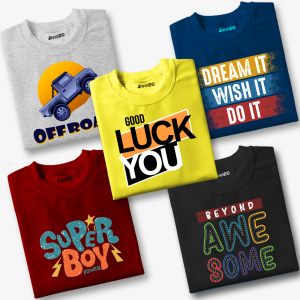Pack of 5 Awesome Road Super Dream Kids Printed T-Shirts