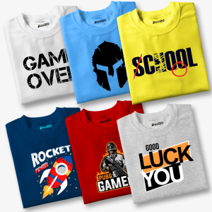 Pack of 6 School Rocket Luck Game Printed T-Shirts for Kids