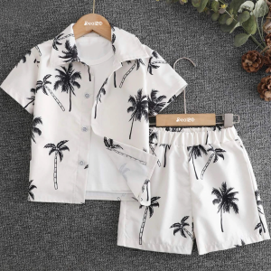 Kids Coconut Tree Printed Summer Short Suit
