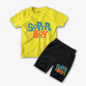 Super Boy Power Printed Summer Short Suit For Kids
