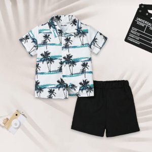 Summer Holiday Printed Beach Short Suit Set For Kids
