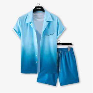 Sky Gradient Summer Printed Beach Short Suit for Men