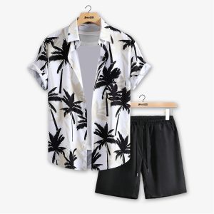 Random Coconut Tree Men Casual Summer Vacation Short Suit