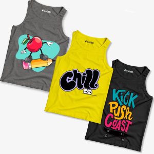 Pack of 3 Kick Chill Kids Printed Tank Tops