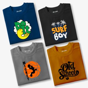 Pack of 4 Do It Old Mickey Boy Printed T-Shirts For Kids
