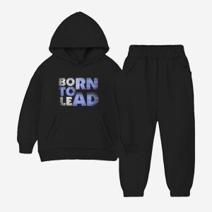 Born to Lead Printed Hooded Tracksuit For Tween Kids