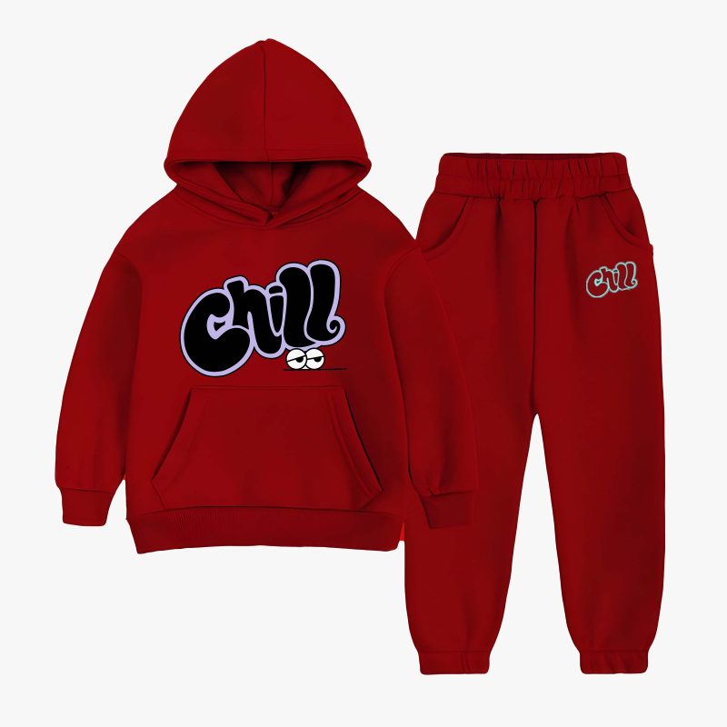 Chill Printed Hooded Tracksuit For Young Kids