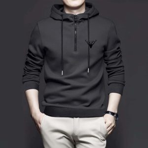 Men Stylish Embroidered Zip Hoodie