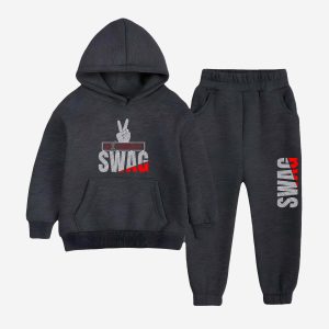 Swag Printed Hooded Tracksuit For Tween Kids