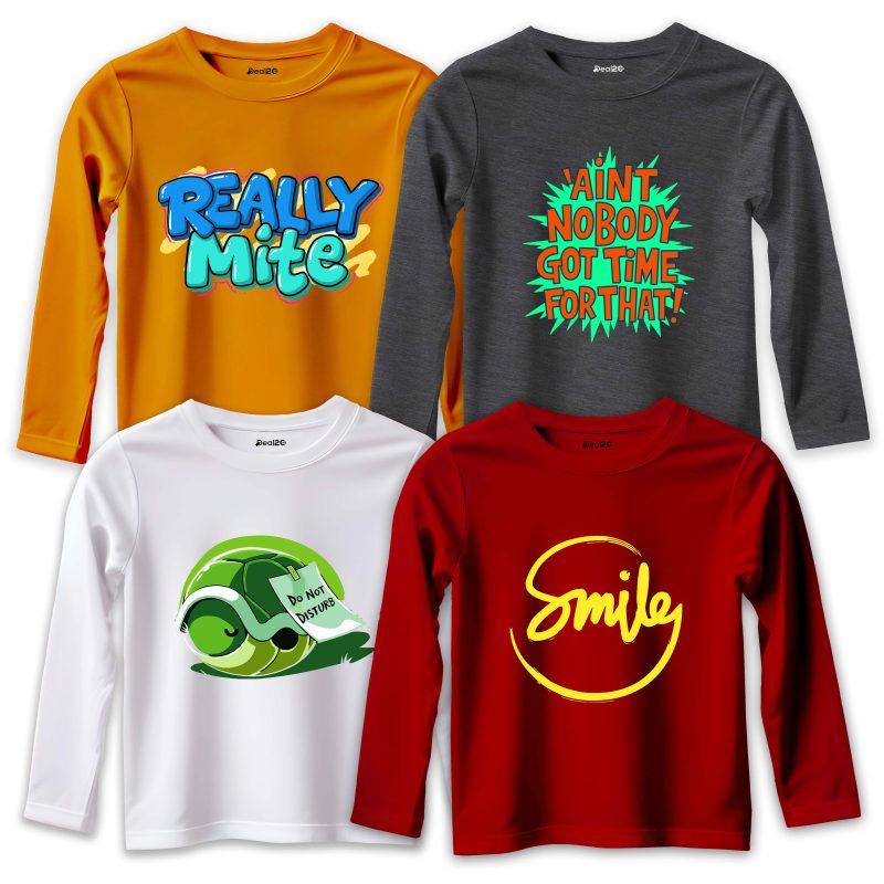 Pack of 4 Really For Smile Long Sleeve T-shirts For Young Kids