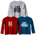 Pack of 3 Get Ready Just Style Printed Long Sleeve T-shirts For Tween Kids