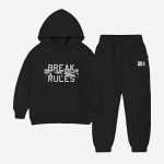 Break Rules Printed Hooded Tracksuit For Tween Kids