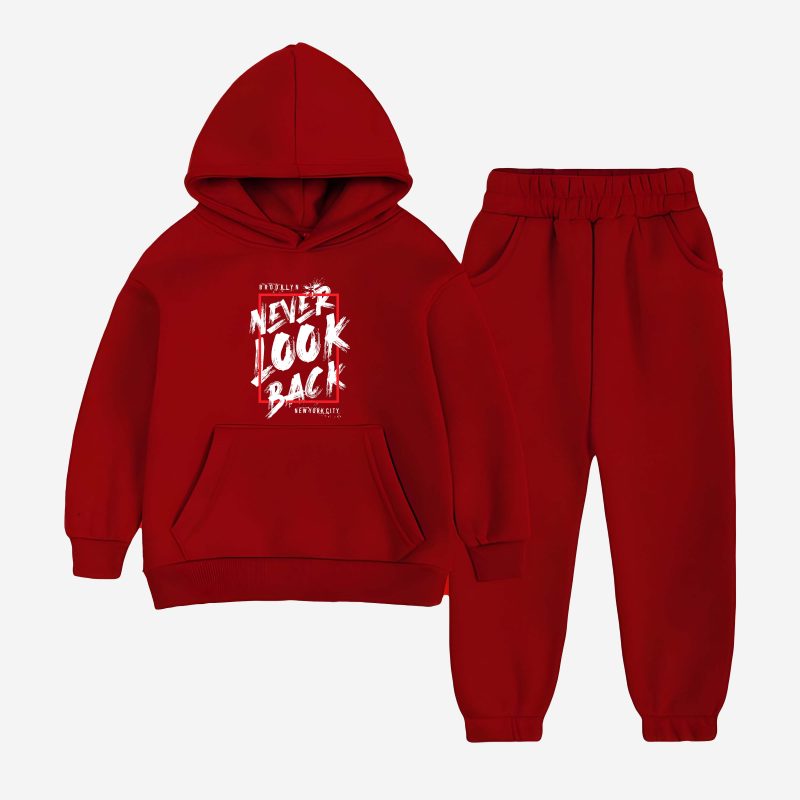 Never Look Back Printed Hooded Tracksuit For Tween Kids