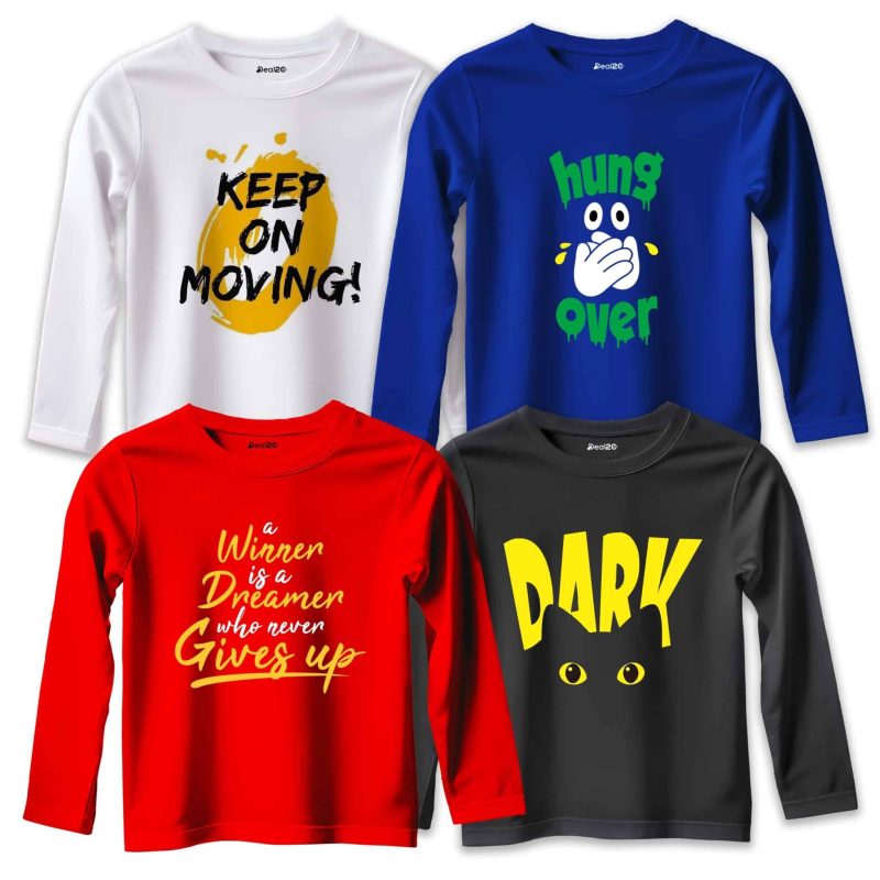 3 Pack of 4 Keep Hung Dark Winner Long Sleeve T-shirts For Young Kids