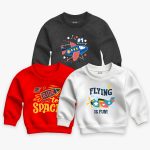 Pack of 3 Space Flying Ride Printed Sweatshirt For Young Kids