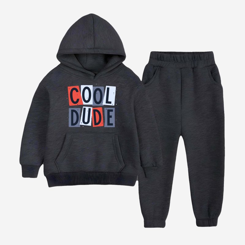 Cool Dude Printed Hooded Tracksuit For Young Kids