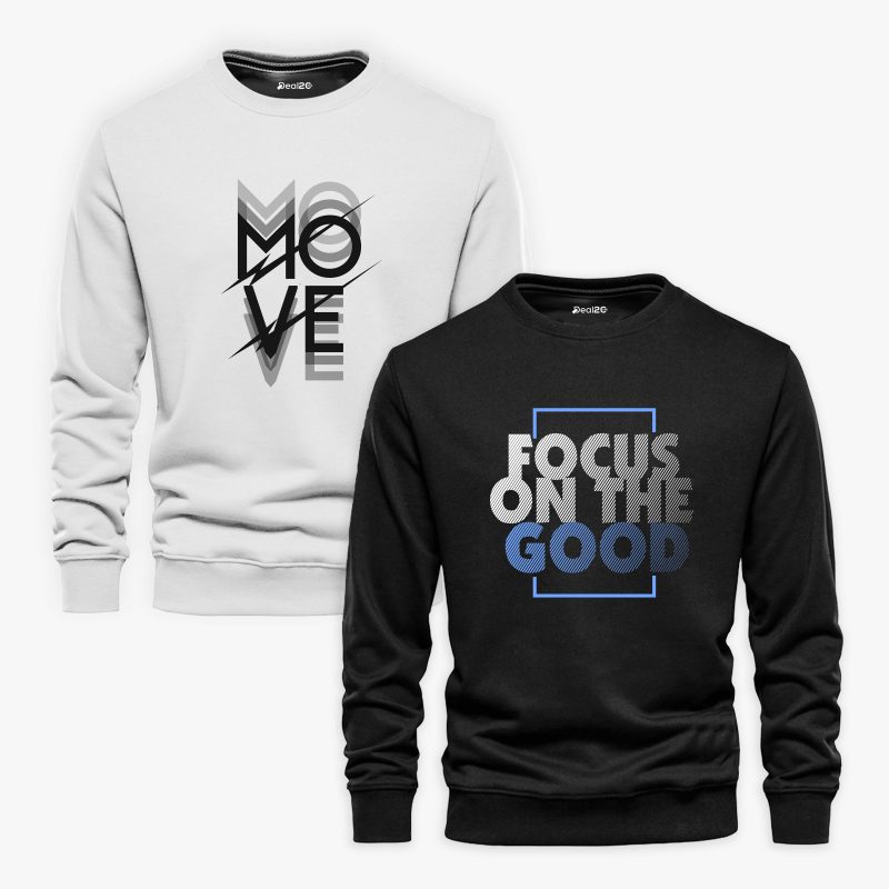 Pack of 2 Focus Move Printed Sweatshirts For Men