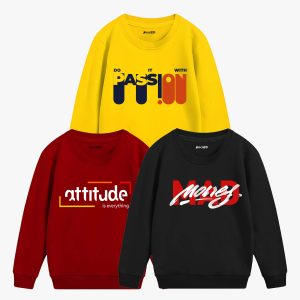 Pack of 3 Mad Passion Attitude Printed Sweatshirt For Tween Kids