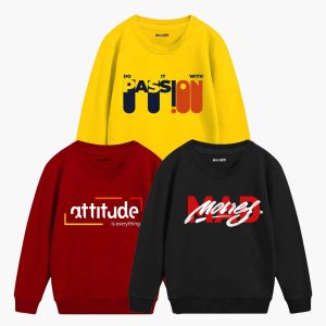 Pack of 3 Mad Passion Attitude Printed Sweatshirt For Tween Kids