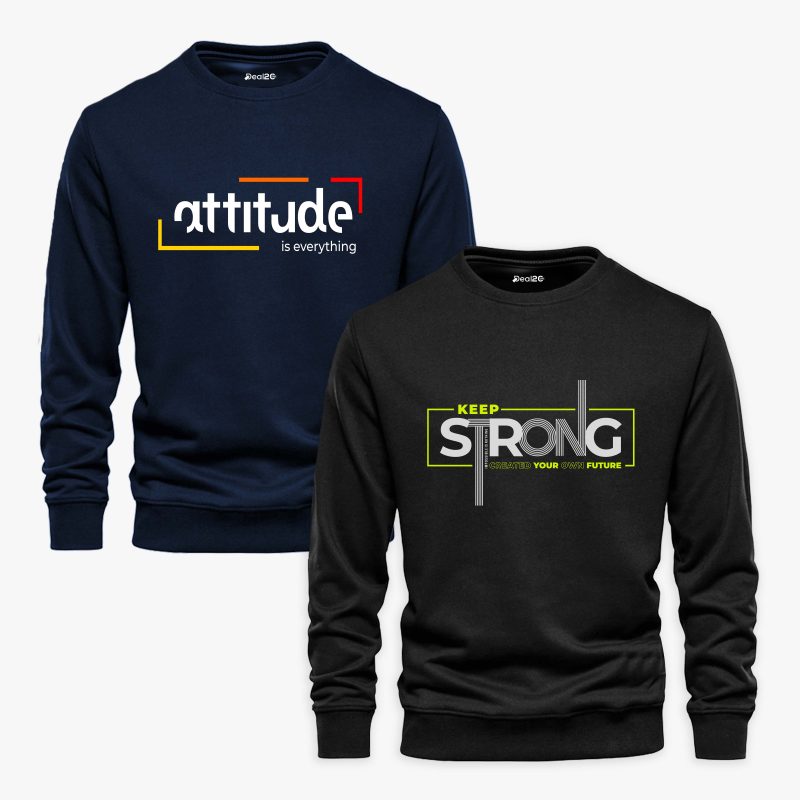 Pack of 2 Strong Attitude Printed Sweatshirts For Men