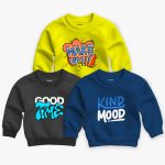 Pack of 3 Wake Up Good Mood Printed Sweatshirt For Young Kids