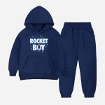 Rocket Boy Printed Hooded Tracksuit For Young Kids - Navy Blue
