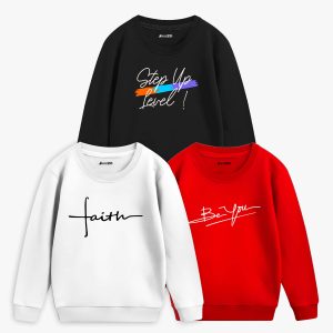 Pack of 3 Be Step Up Faith Printed Sweatshirt For Tween Kids