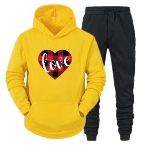 Love Heart Printed Hooded Tracksuit