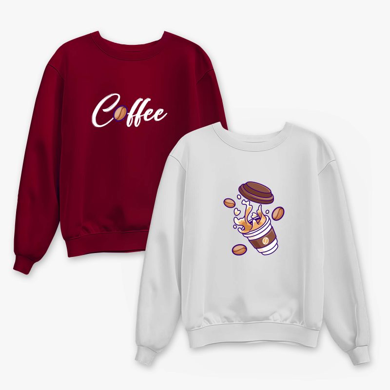 Pack of 2 Coffee Beans Printed Sweatshirt For Women