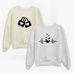 Pack of 2 Heart Lock Printed Sweatshirt For Women