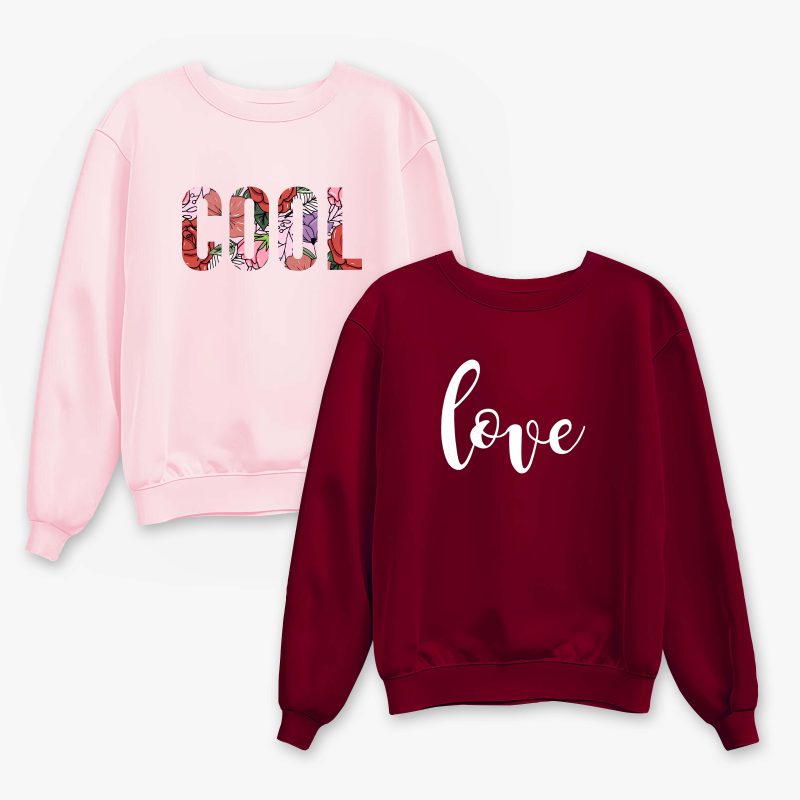 Pack of 2 Cool Love Printed Sweatshirt For Women