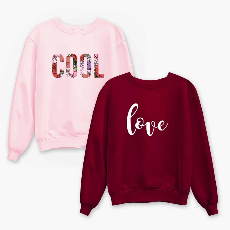 Pack of 2 Cool Love Printed Sweatshirt For Women